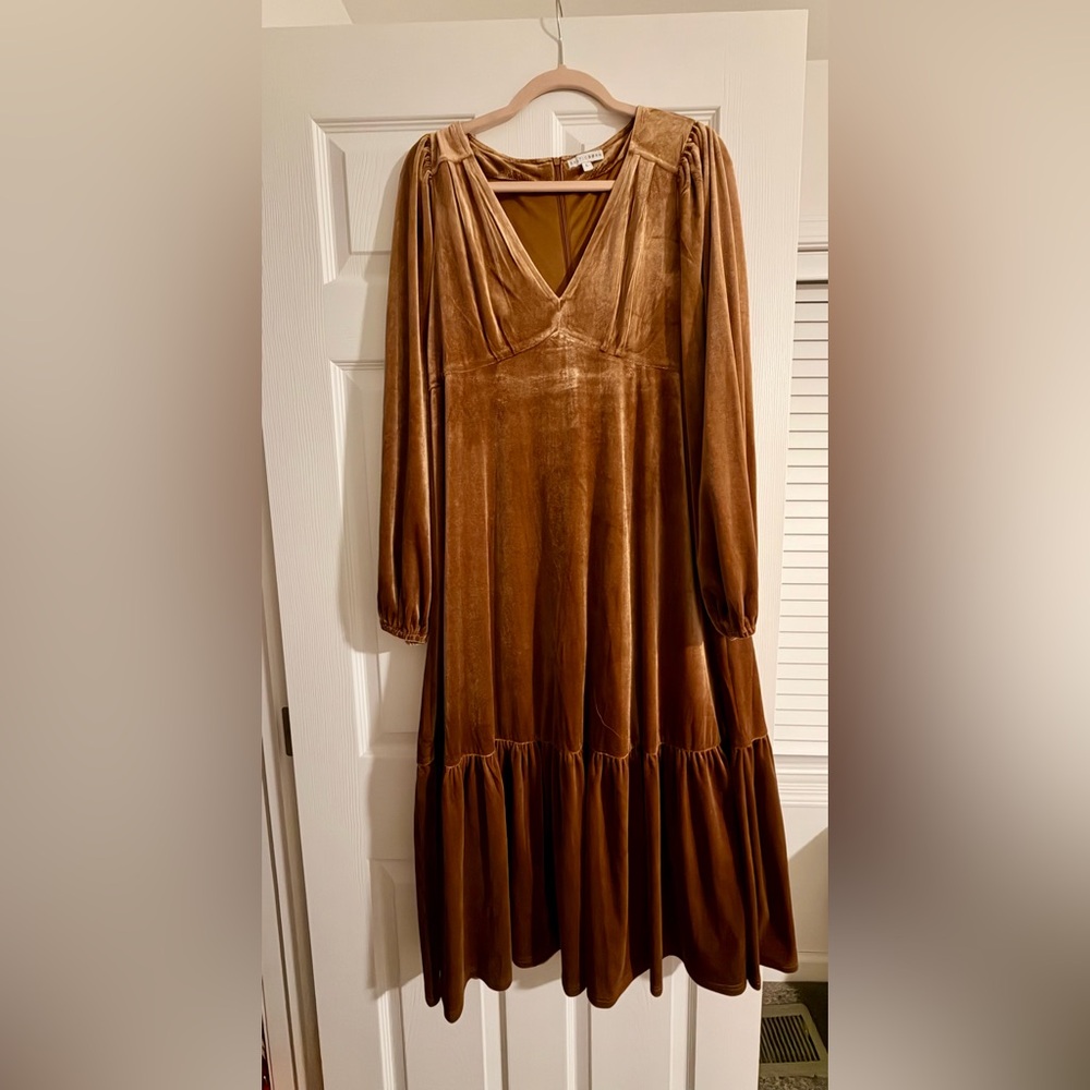 Baltic Born Gold Velvet Long Sleeve Maxi Dress